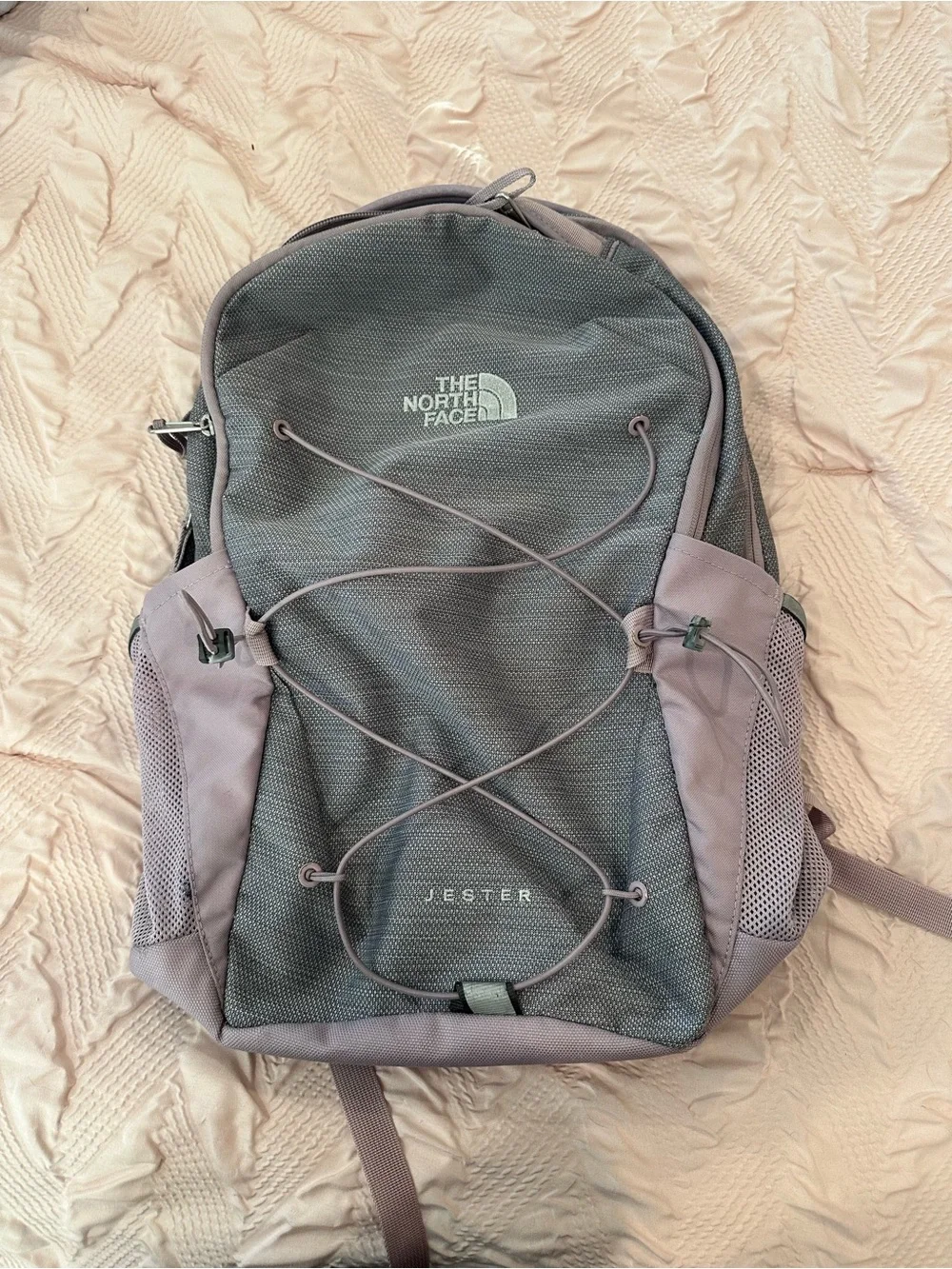 The North Face Jester Backpack in Gray and Mauve
